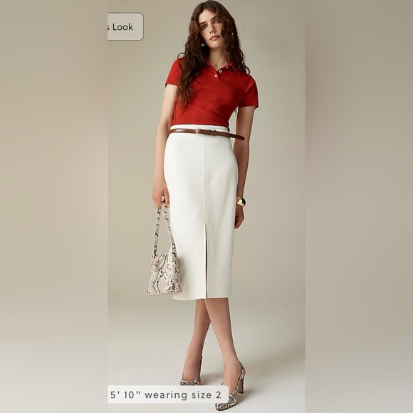 J. Crew pencil midi skirt in four seasons stretch ivory - Picture 3 of 15